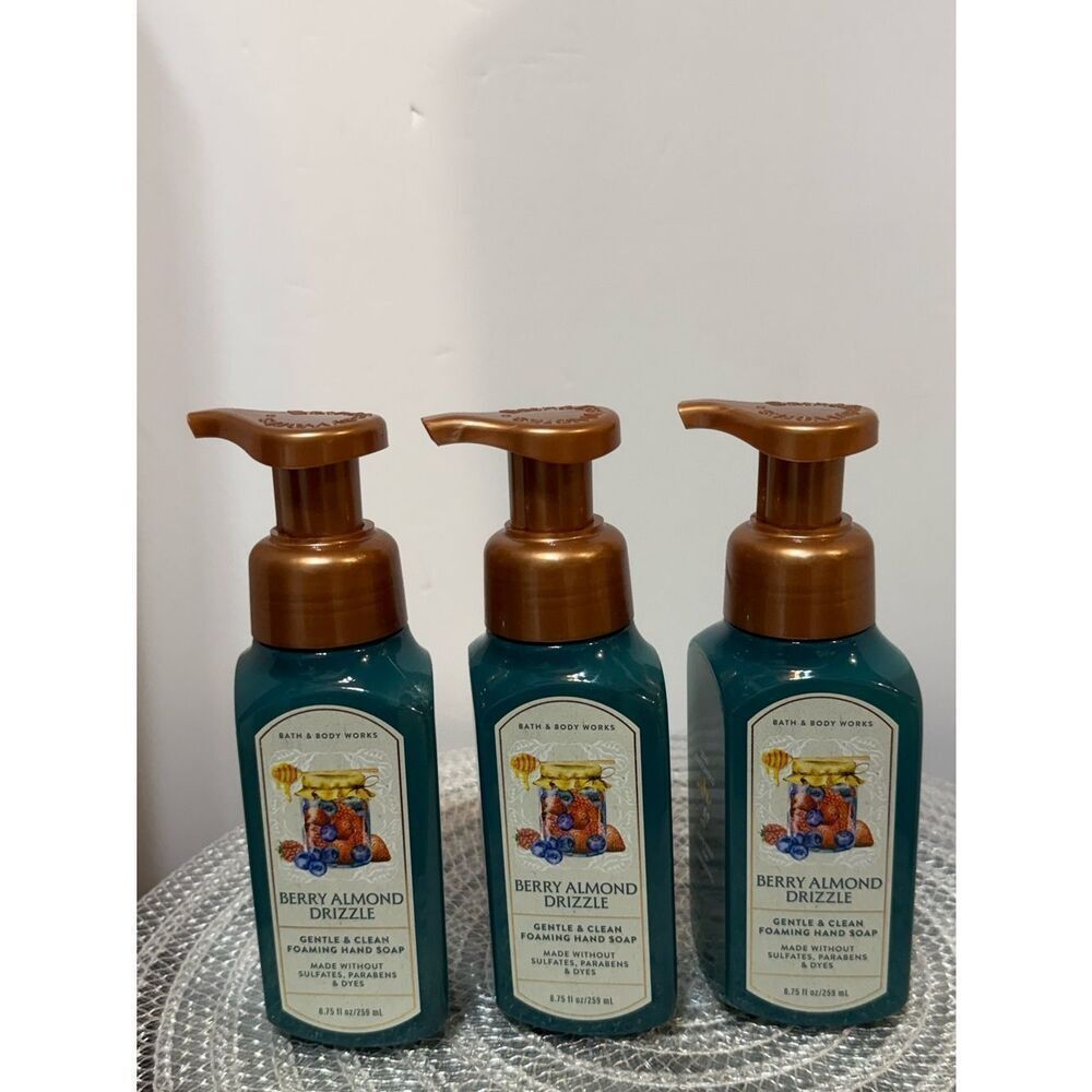 BBW Berry Almond Drizzle Foaming Hand Soap Set of 3 NWT